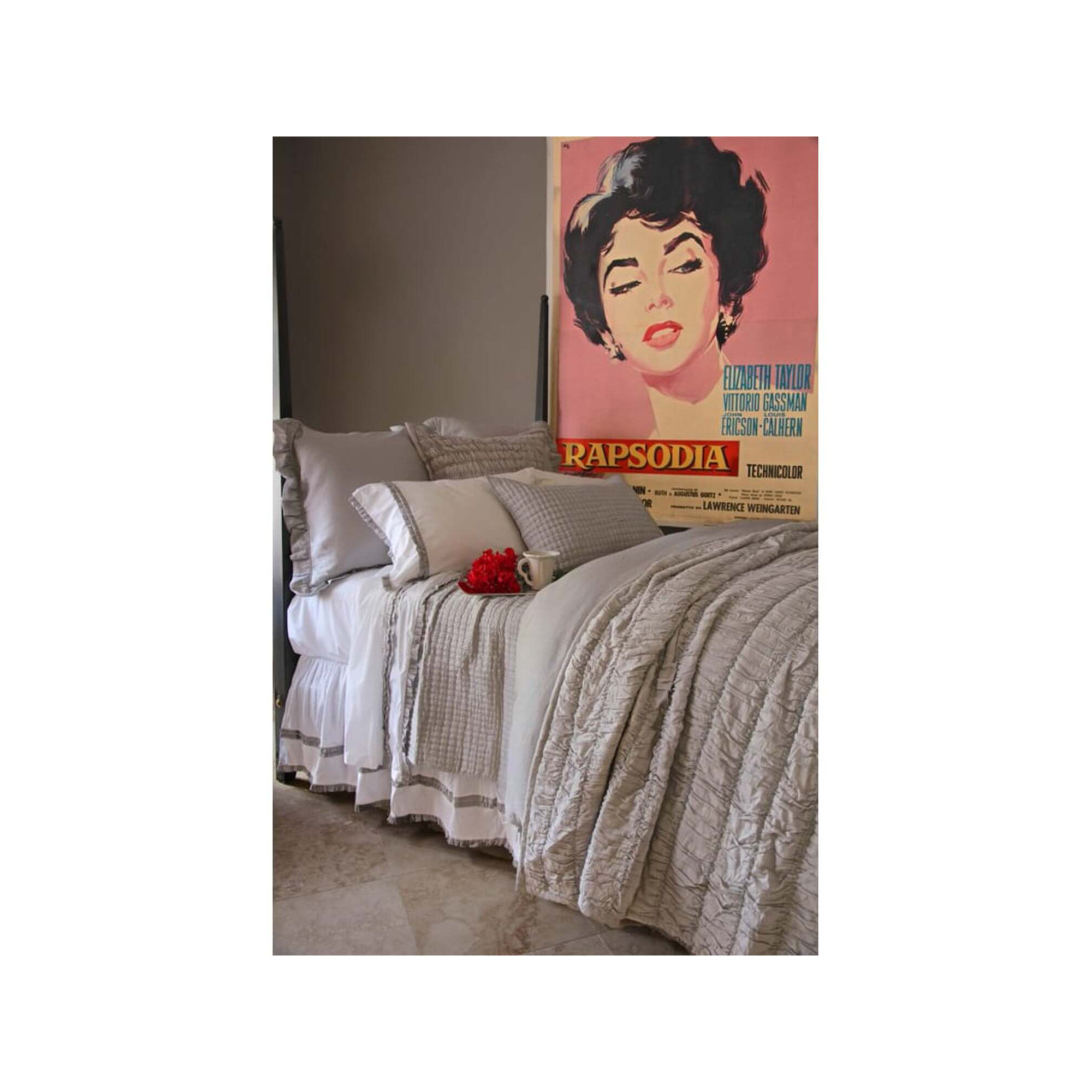 Bahari Percale Quilt, Gray Chambray, King Quilt 
