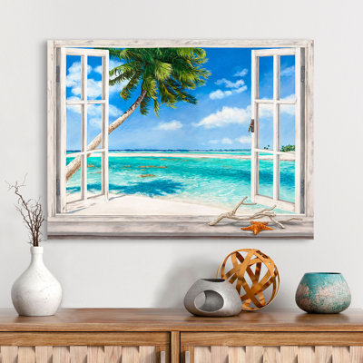 Window On Tropical Bay by Remy Dellal - Wrapped Canvas Art Prints