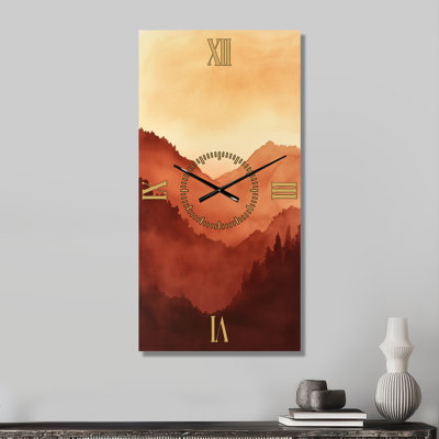 Boho Landscape I - Red Bohemian Silent Wall Clock