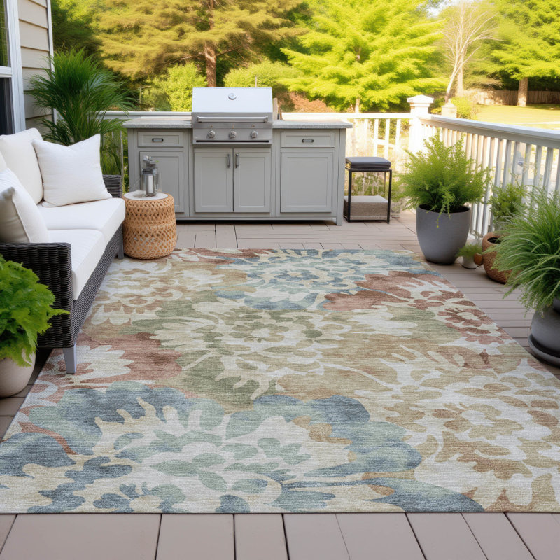 Tapis paprika Xhevrie intérieur / extérieur lavable à la machine, Rectangle 10 pi x 14 pi
