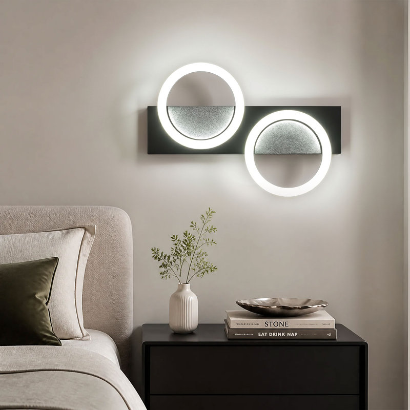 1-black white circular LED dimmable vanity light