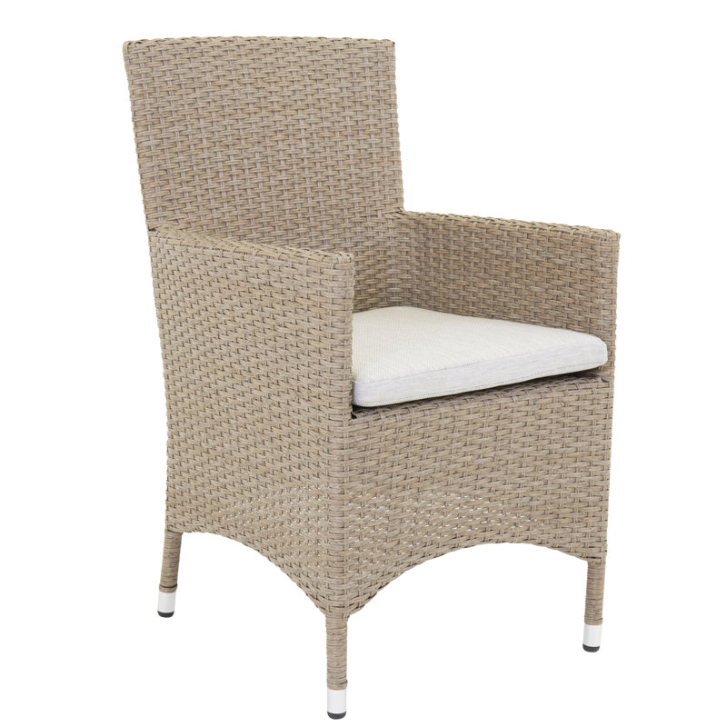 Newlin Patio Dining Armchair with Cushion, Natural/Sand
