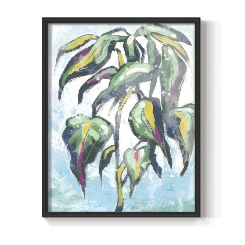 «Candy Palm Fresco IV», reproduction encadrée - bois massif, H 21 po x l 17 po, Noir, noir, noir, noir