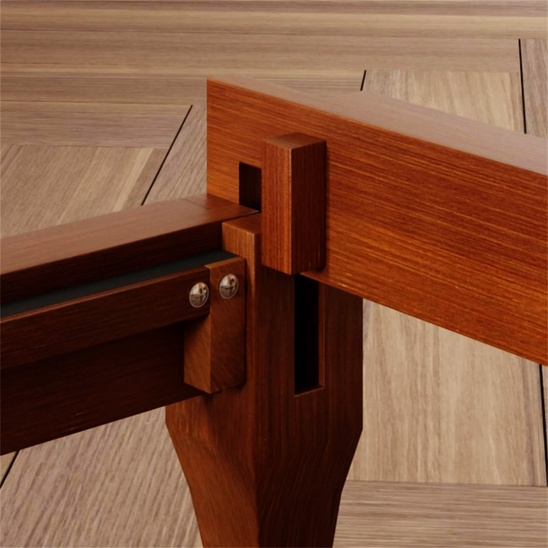 Base de lit plateforme en bois de bambou massif avec tête de lit, Très grand, Beige