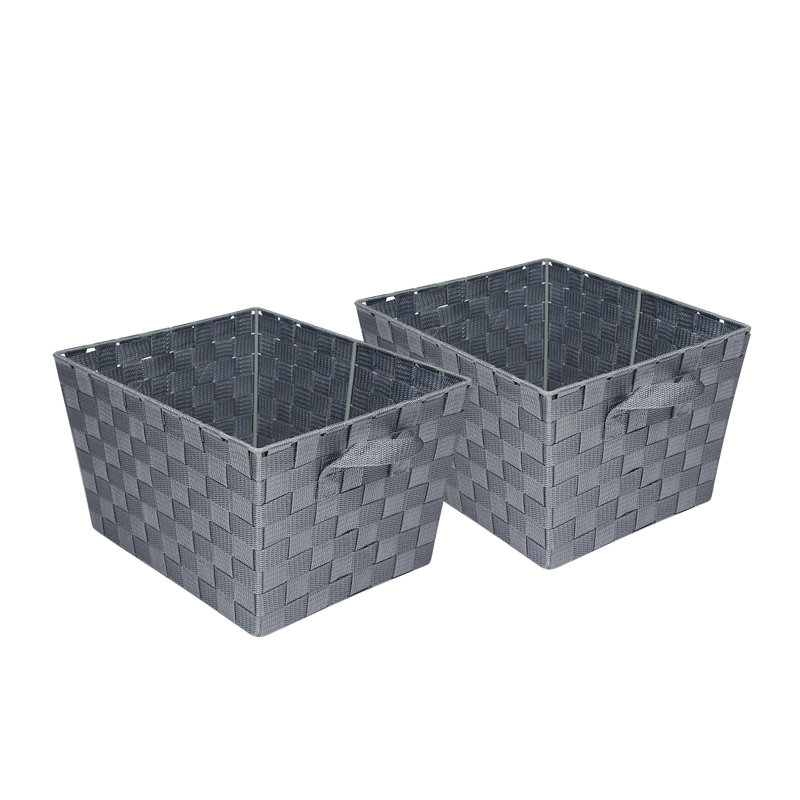 Ensemble de paniers en plastique tissé, Argent
