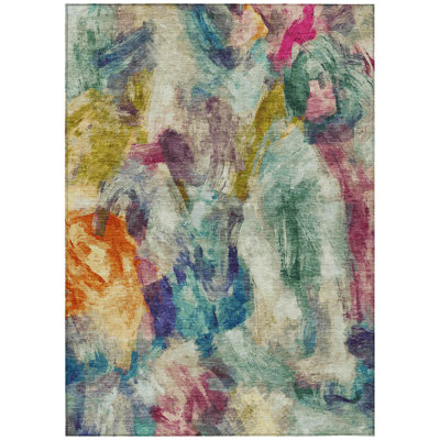 Tapis abstrait intérieur / extérieur lavable à la machine Husby ACN2204