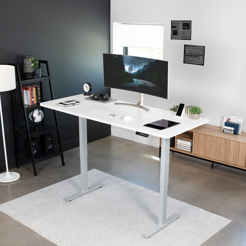 Electric Adjustable Height 71'' Dark Walnut Standing Desk with Memory Preset