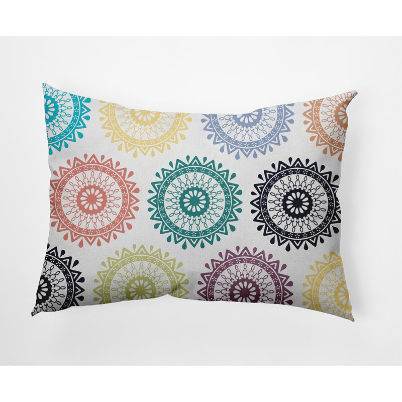 Groovy Geometric Outdoor Reversible Throw Pillow, Navy Blue