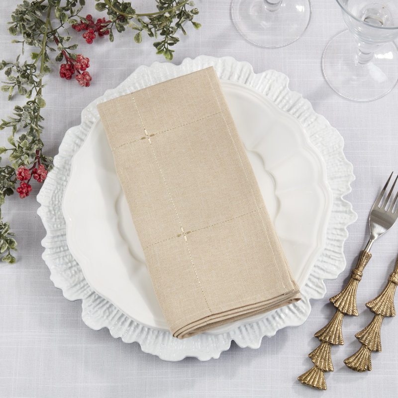 Embroidered Napkin (Set of 4), Tan