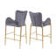Ensemble de 2 tabourets de bar à hauteur de comptoir 28,75 pouces, tabourets en velours avec pieds dorés et repose-pieds-1838156312