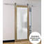 Sturdy Barn Door Frosted Tempered Glass | Planum 2102 | 6.6FT Silver Rail Hangers Heavy Hardware Set | Modern Solid Panel Interior Doors-Silver Rail-110275174-110275176