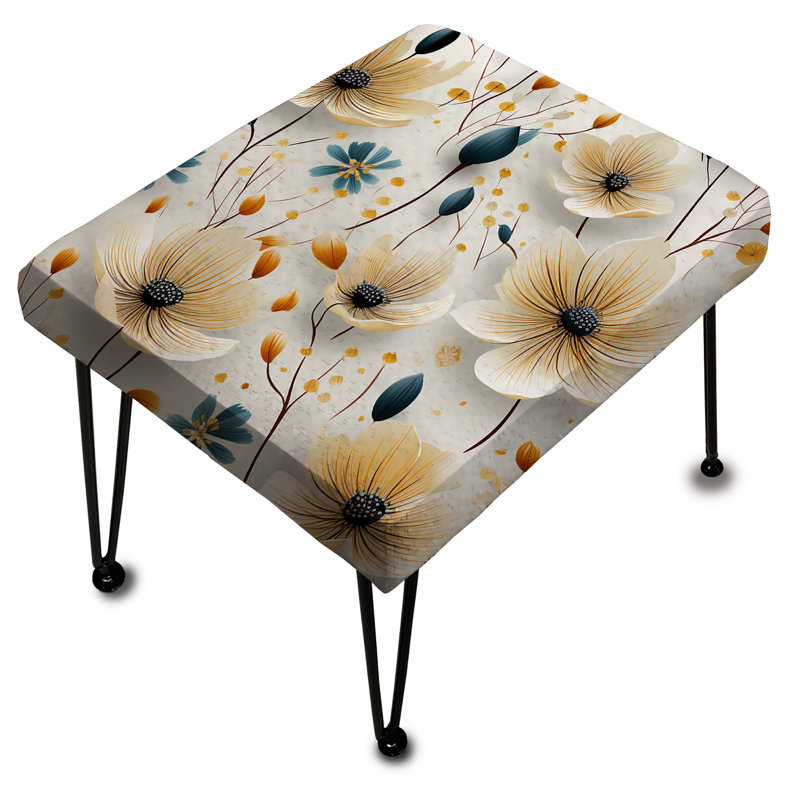 Simplicity In Scandinavian Flowers X - Floral Rectangle Ottoman
