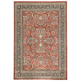 Hand Knotted Wool Area Rug in Red And Black