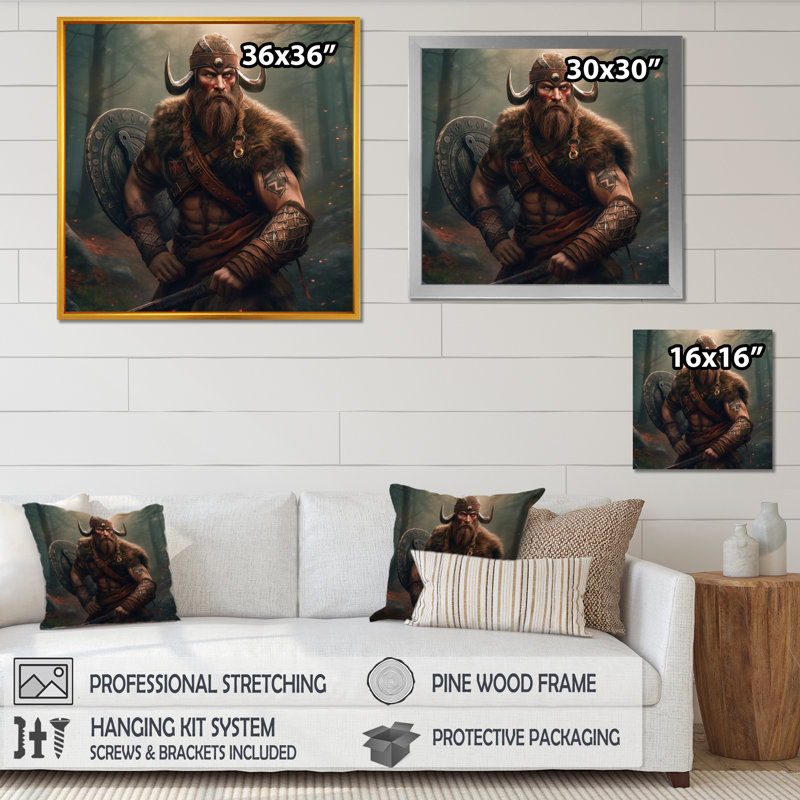 Portrait de viking II sur toile, Toile tendue, L 16 po x H 16 po