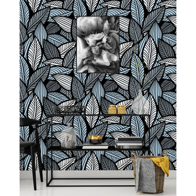 Panneau de papier peint adhésif Kinerly Bold Leaves, L 100 po x l 25 po