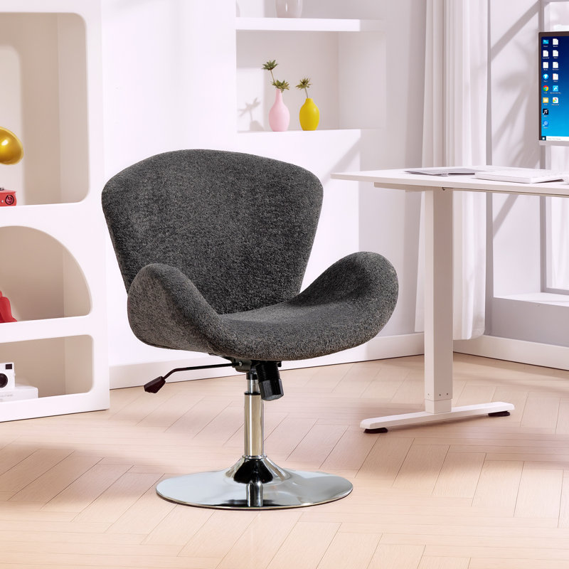 Chaise de bureau, chaise de bureau pivotante avec siège large, dossier papillon, Gris foncé