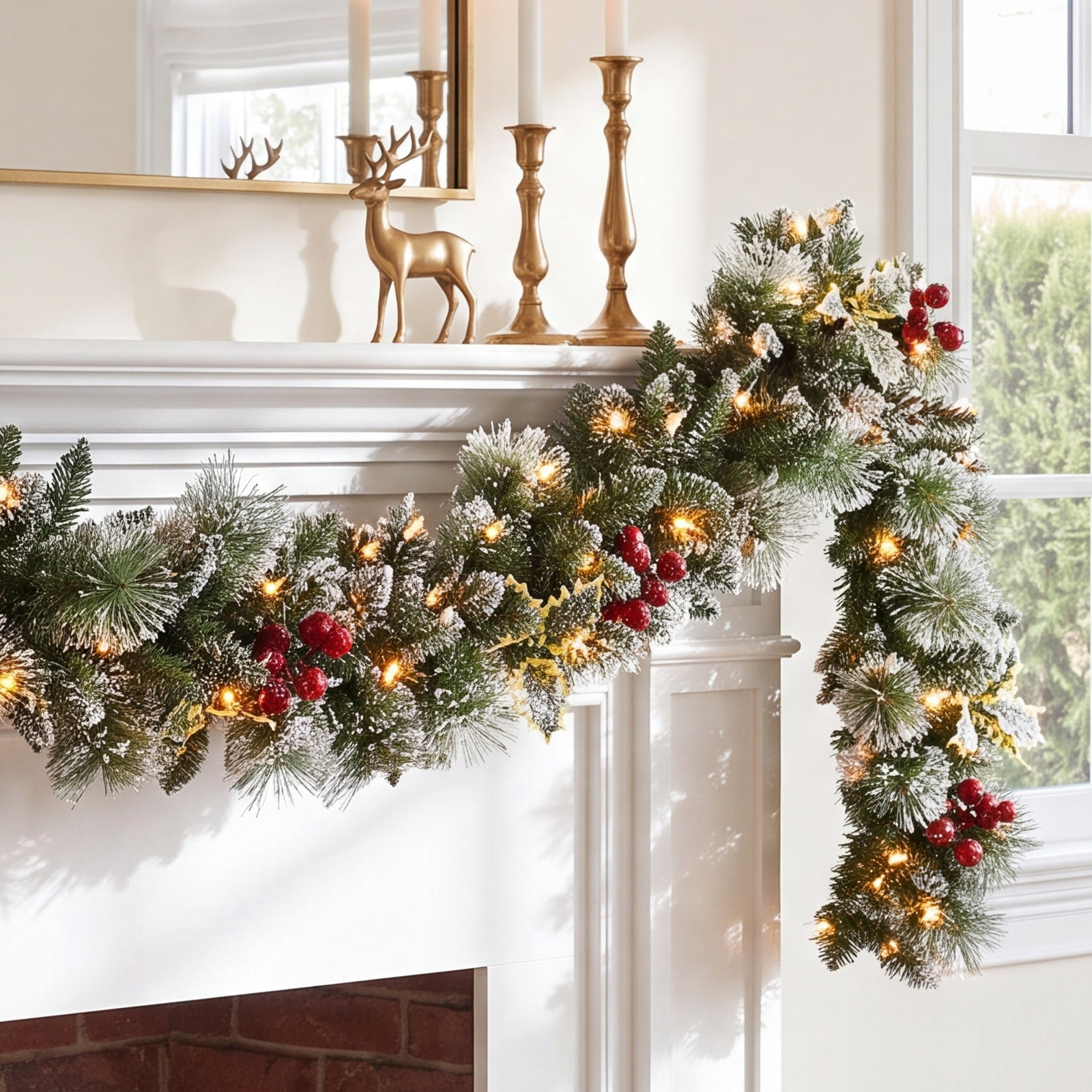 118'' in. Lighted Faux Pine Garland