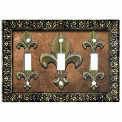 Plaque murale 3 interrupteurs à fleur orange Fleur De Lis