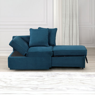 Contemporary Style 1Pc Convertible Chair Fabric Functional Storage Seat  With Pillows Living Room