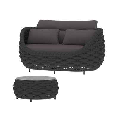 2 - Person Outdoor Seating Group With Cushions And Coffee Table