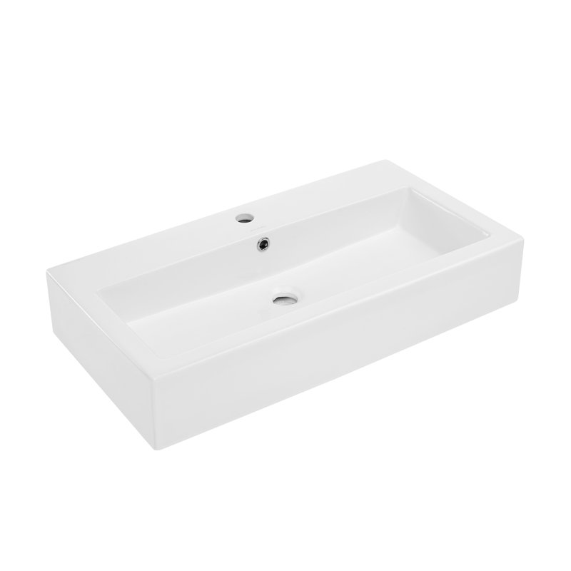 Lavabo mural large Swiss Madison Voltaire, Blanc brillant
