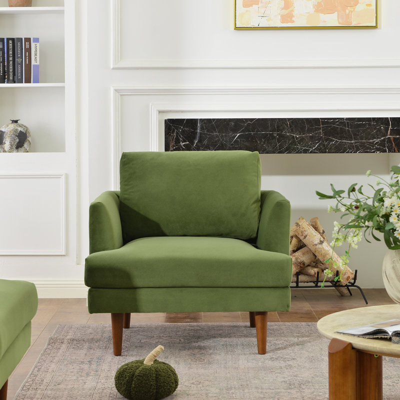 Fauteuil Miller, Velours vert olive