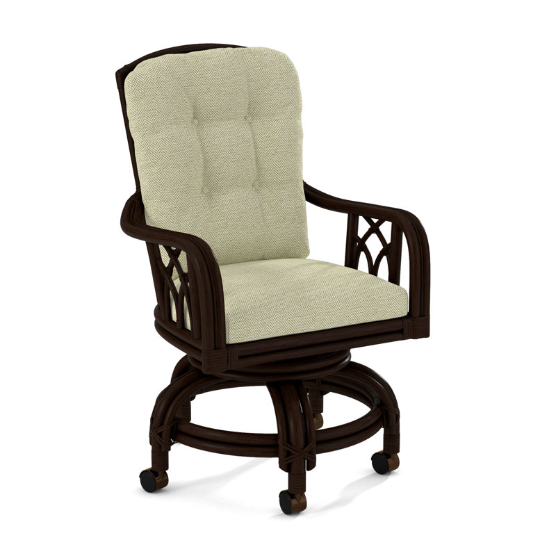 Edgewater Castered Arm Chair, Java, White Performance Fabric; 0851-94