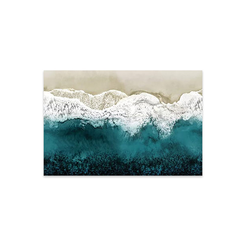 «Teal Ocean Waves from Above II» par Maggie Olsen - impression non encadrée, H 16 po x l 24 po x P 0,25 po