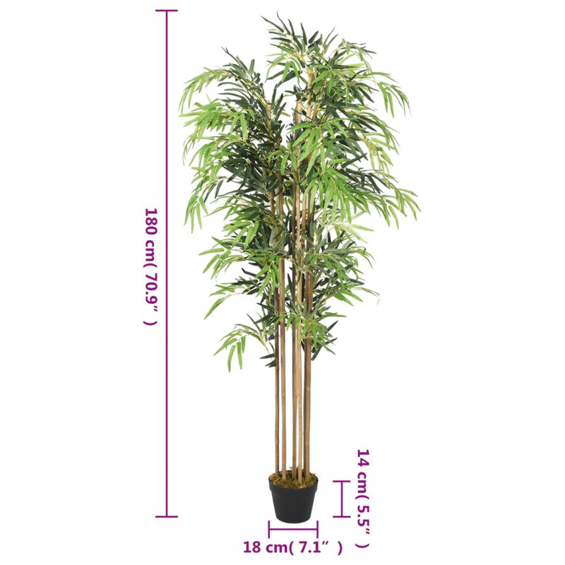 Faux Bamboo Tree Plant in Plastic Pot, 180cm H x 18cm W