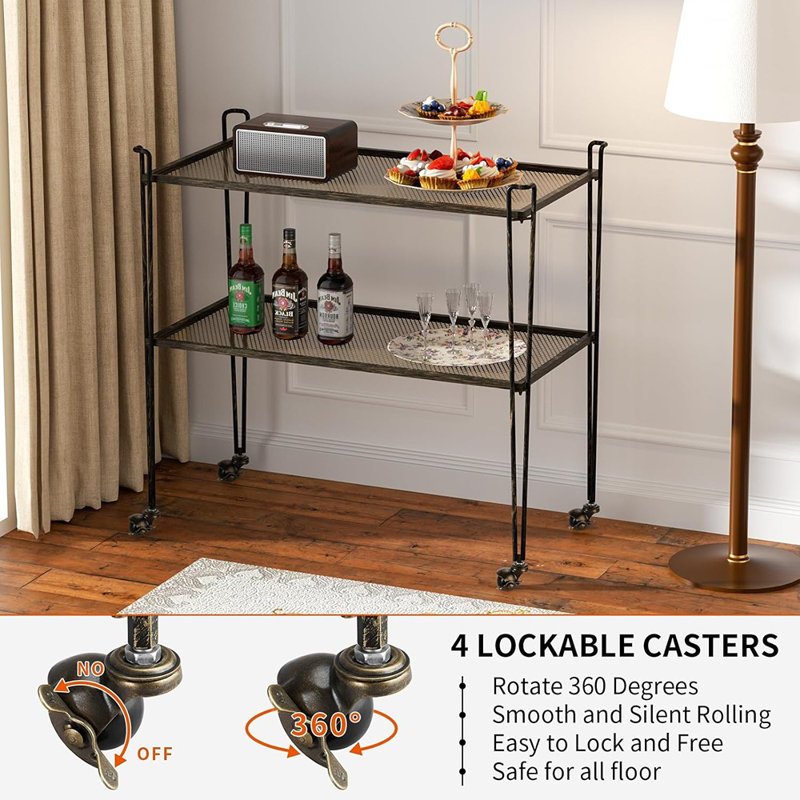 Bar Carts, Home Bar & Serving Carts,2 Tier Iron Microwave...