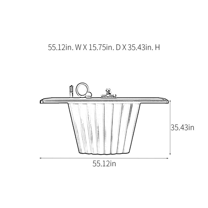 Console moderne minimaliste, H 35,43 po x l 55,12 po x P 15,75 po, Noir