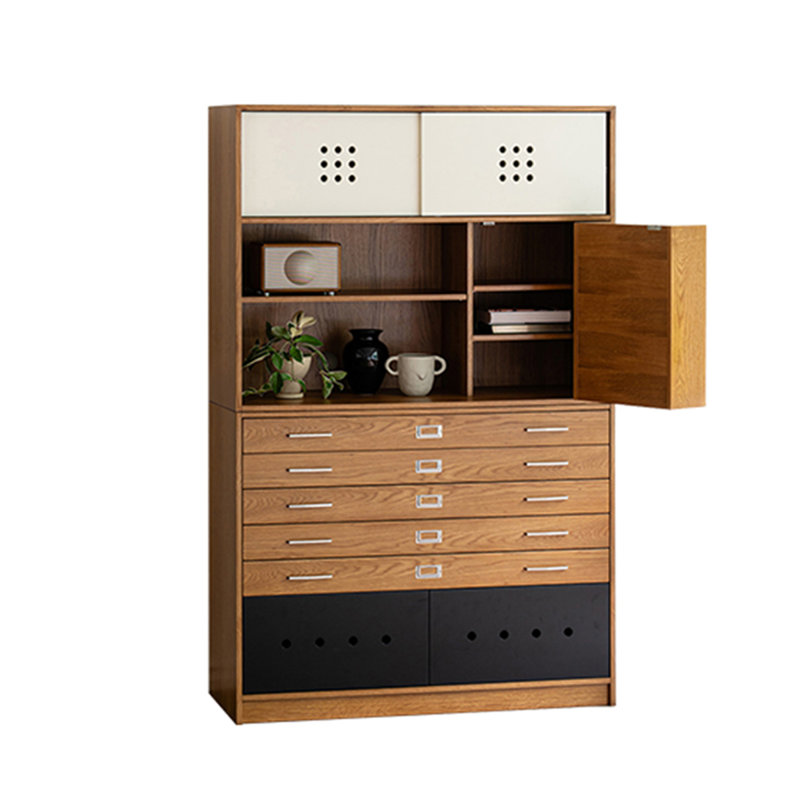 Solid Pine Pantry Cabinet with Flip-out Storage Shelves