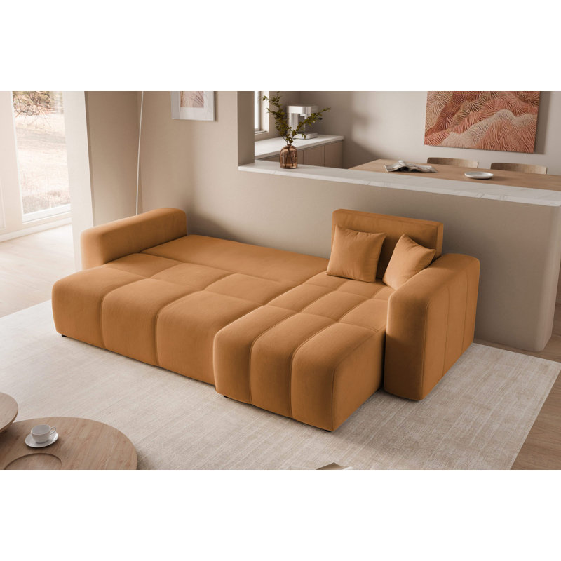 4 Seater Sofa Bed, Orange