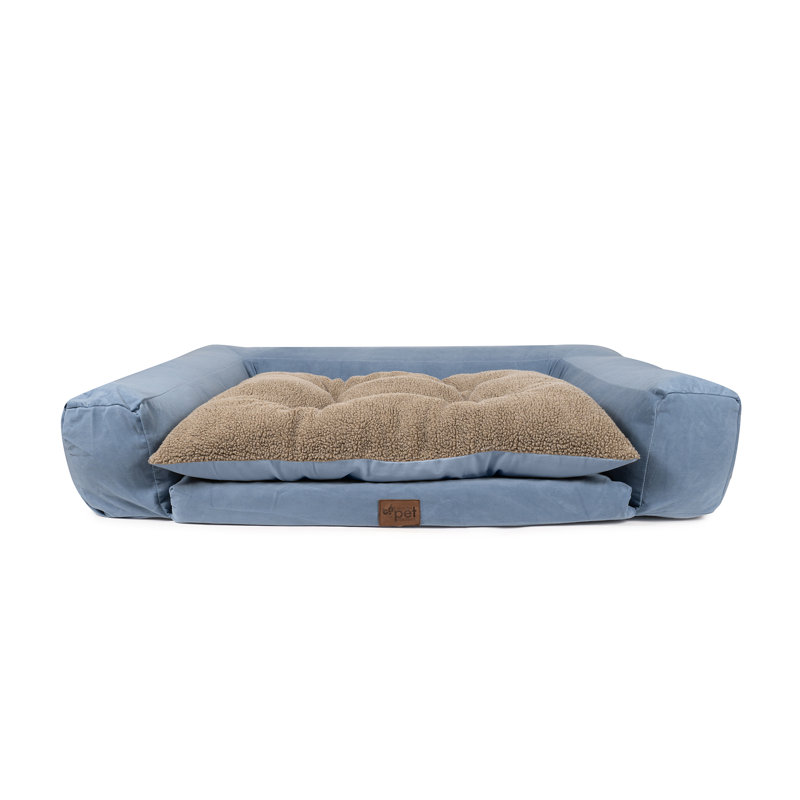 Large Rectangle Pet Couch, Brown, Grand (l 69 po x P 48 po x H 11 po), Bleu