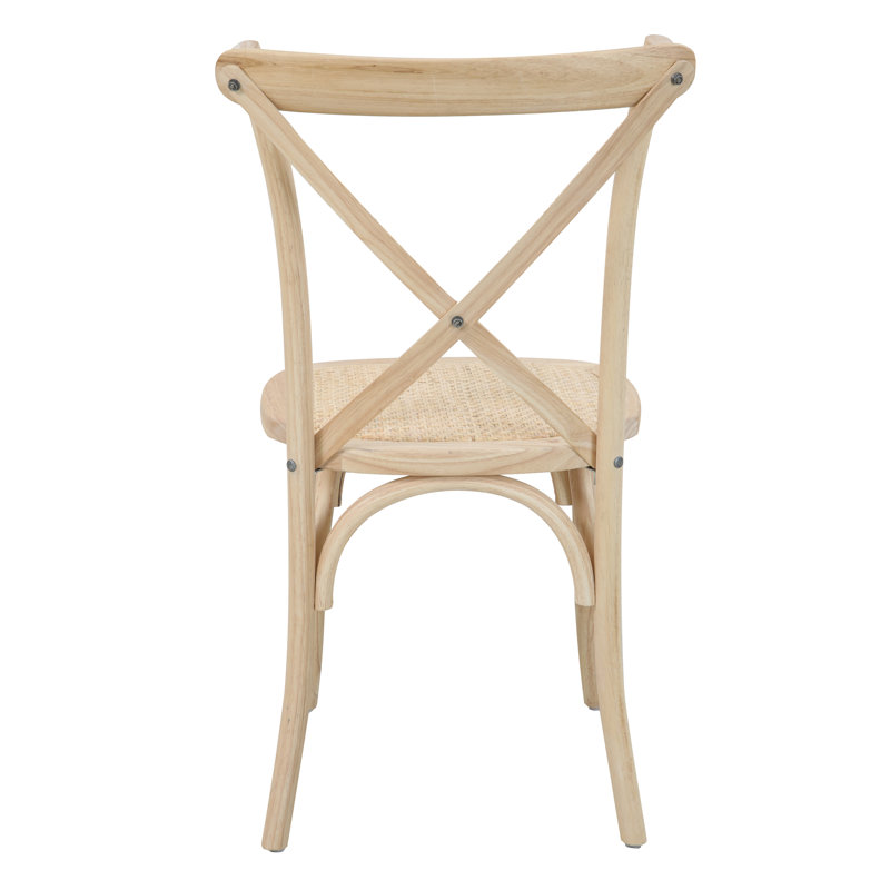 Heald 46cm H Fabric Upholstered Cross Back Dining Chair, Natural Brown