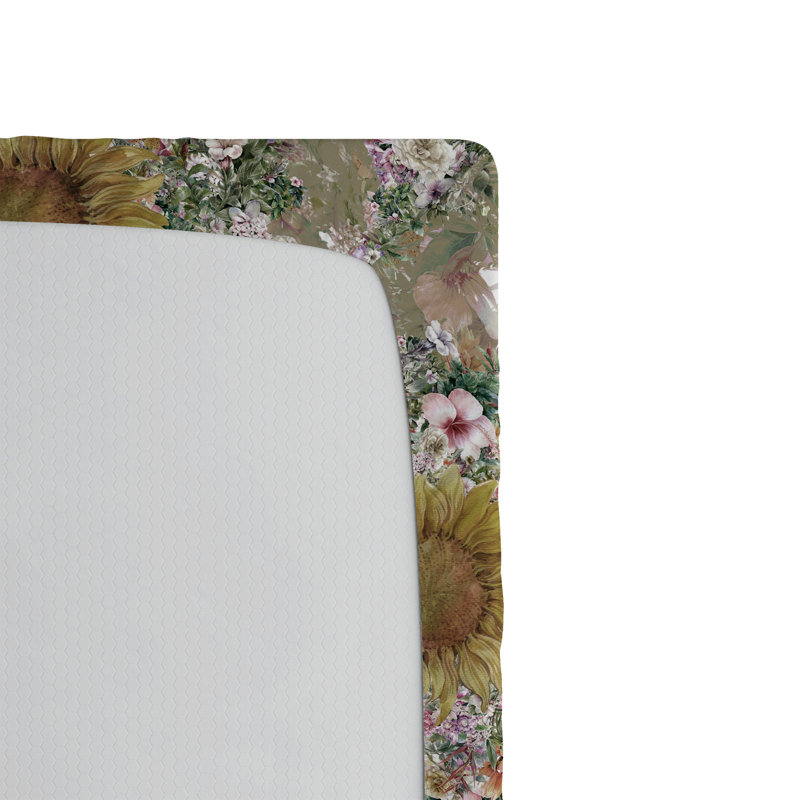 Drap-housse floral Ambesonne, Ardoise, brun, fauve, caramel / floral, Drap-housse grand
