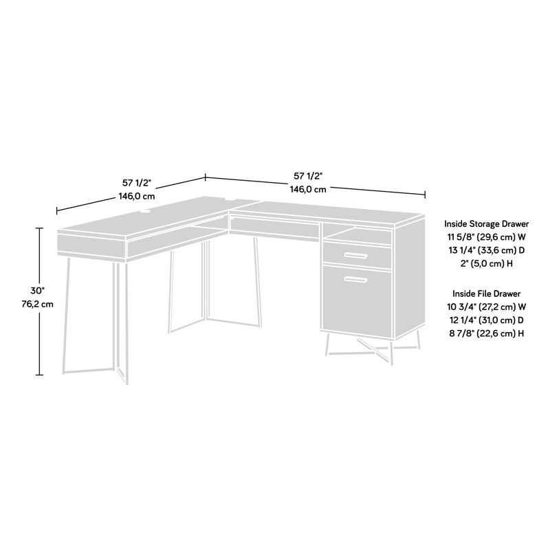 Bureau en L avec rangement, finition noyer foncé | Idée de cadeau