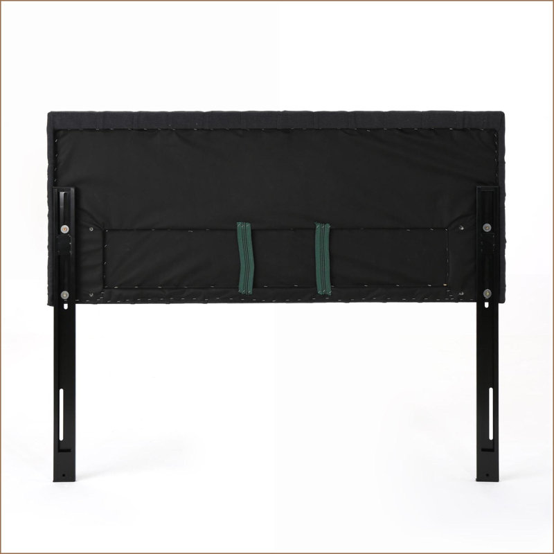 Tête de lit tapissier pour grand lit - Structure en bois massif réglable avec pieds en métal, conception moderne à boutons pour la chambre à coucher