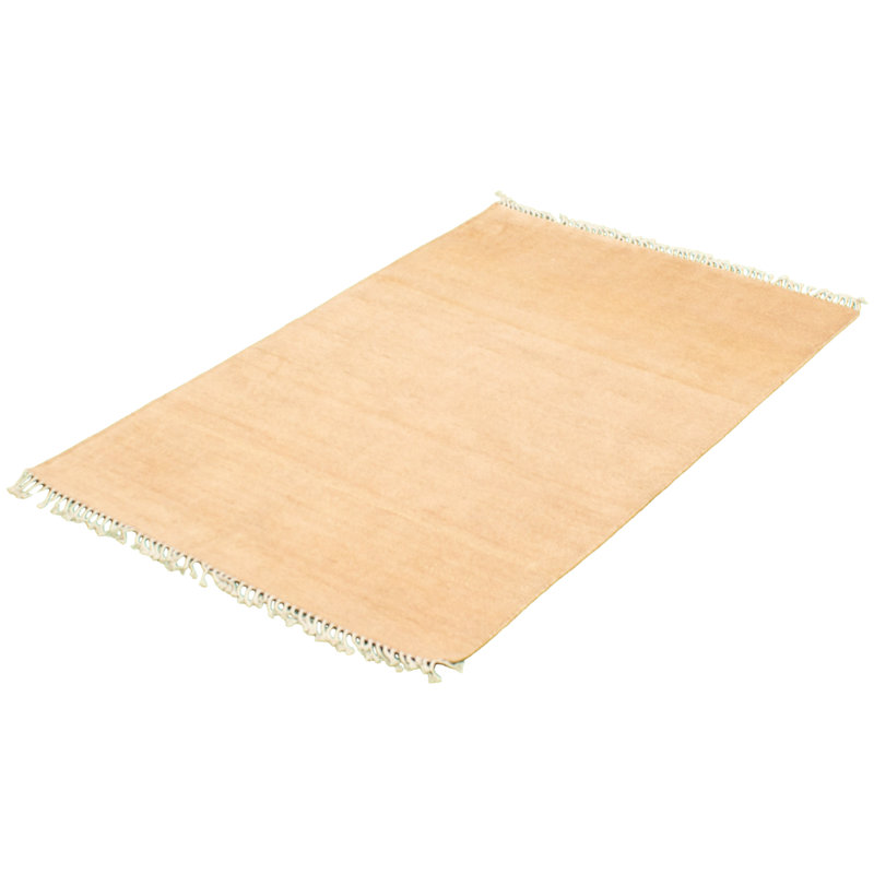 Tapis unique en laine noué à la main 4 pi x 6 pi 5 po nouvel âge beige Rheanon