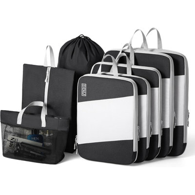 Compression Packing Cubes For Travel - 8 Piece Set With Mesh Toiletry Bag, Large Capacity Space Saving Organizers For Suitcases & Backpacks