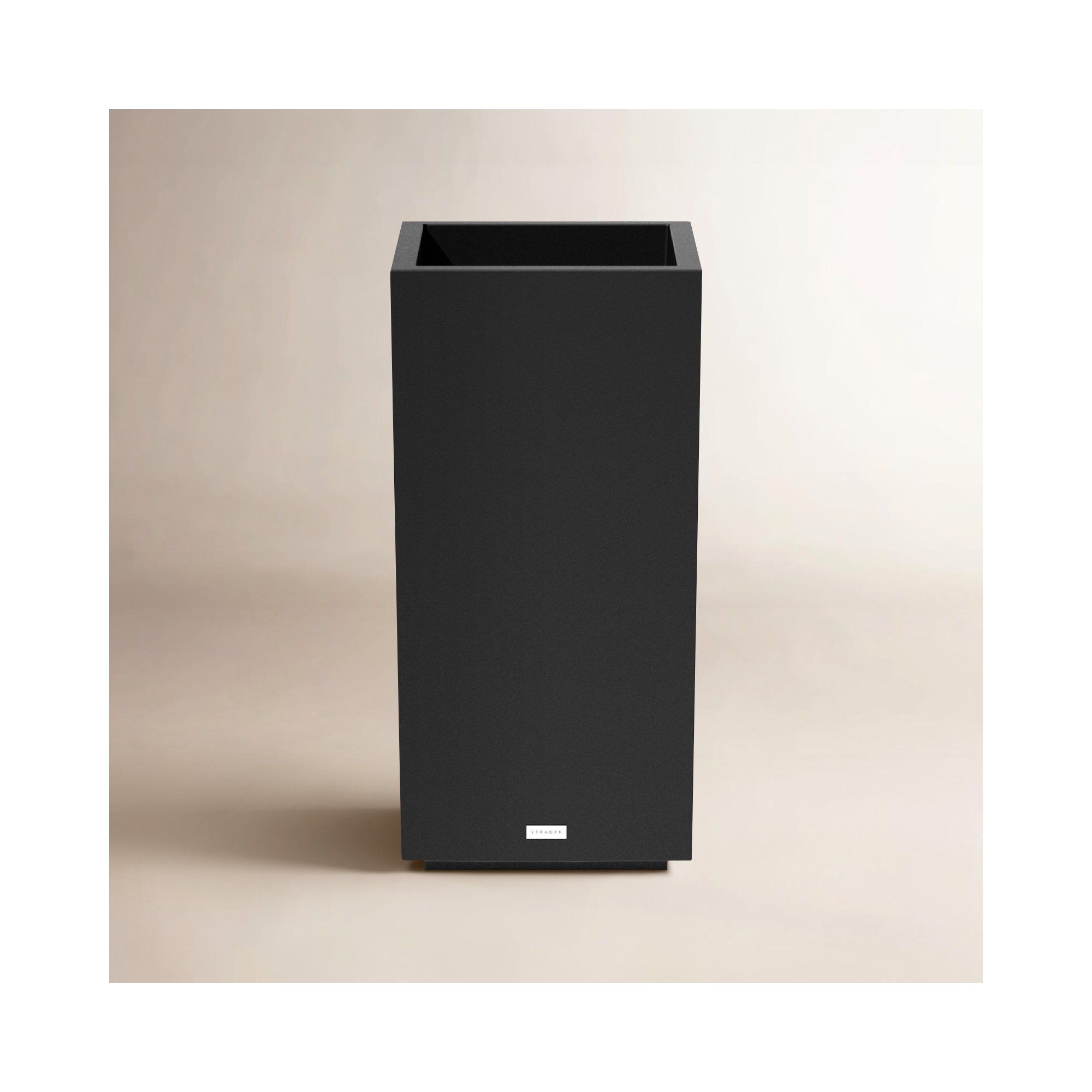 Block Series Pedestal Planter, Black, 31.75” H x 15.5” W x 15.5” D
