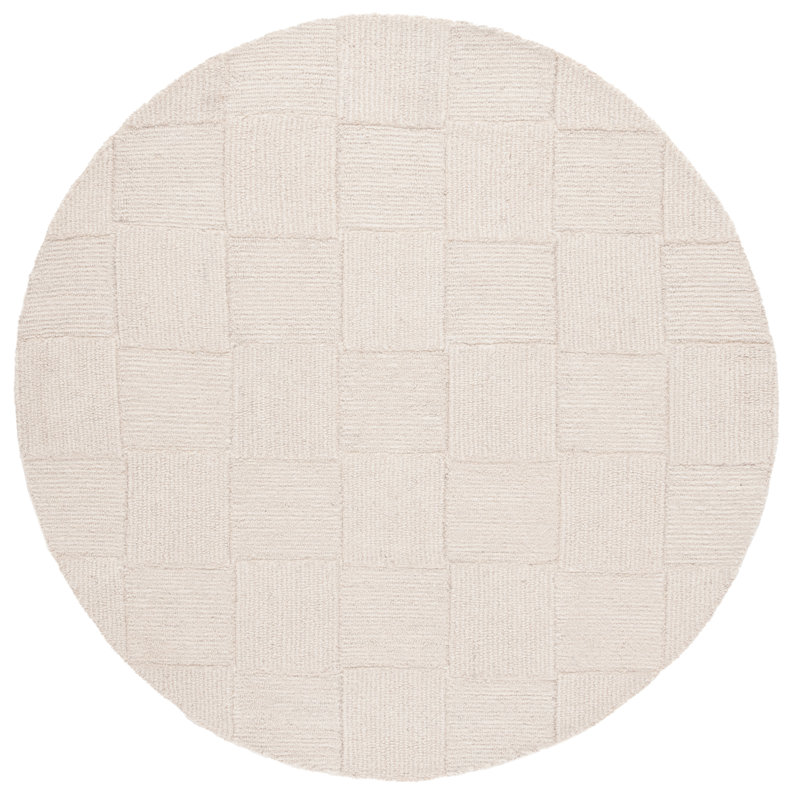Tapis ivoire en laine / coton touffeté à la main Senya, Rond 6 pi