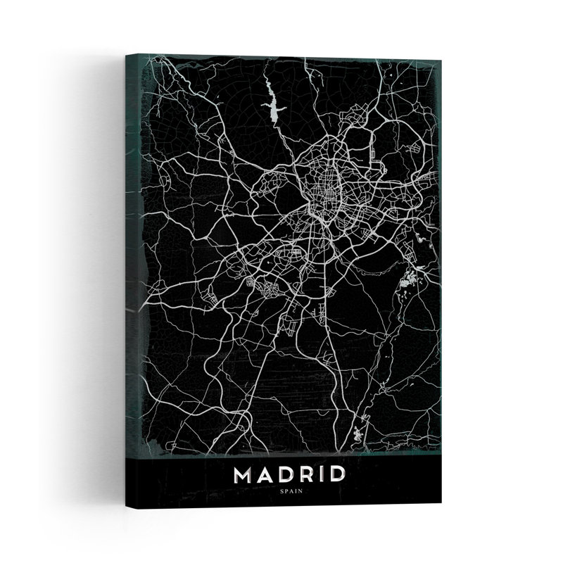 " Madrid Map Spain Vintage Contemporary City Wall Art Print " by StudioSix, H 24 po x l 16 po