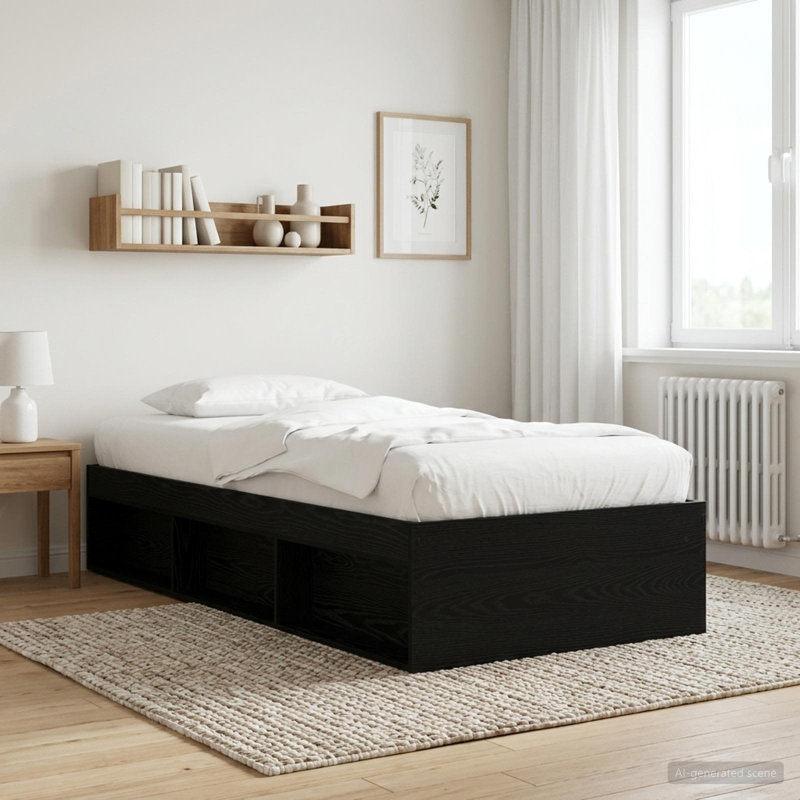 Bed Frame, Black Oak