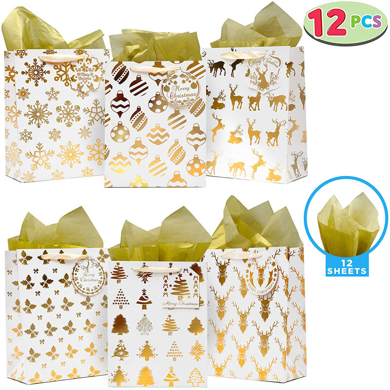 Étiquettes à feuille et sacs à cadeaux à papier de soie
