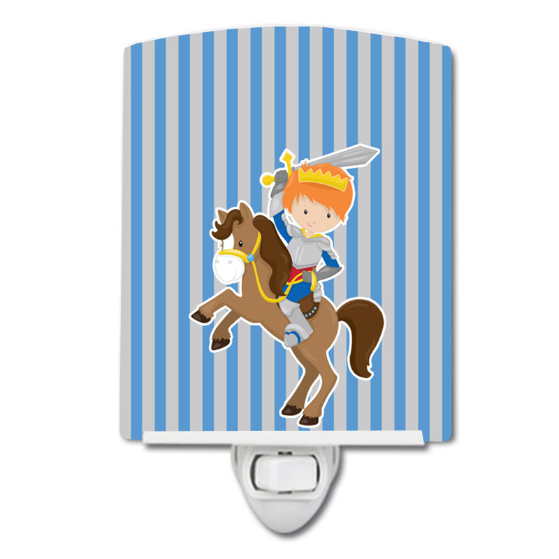 Ginger Boy Knight on Horse Ceramic Night Light