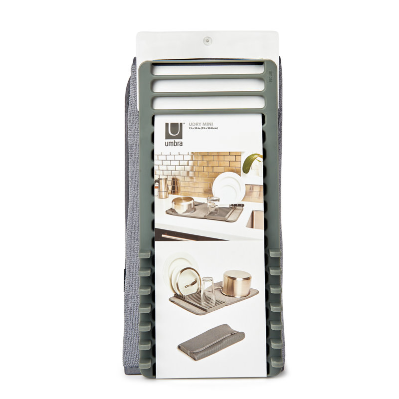 Charcoal Foldable Microfiber Dish Drying Rack with Mat