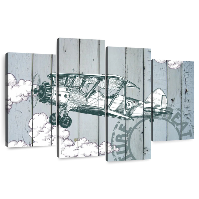 Mehar Plane In The Clouds, 42" H x 68" W