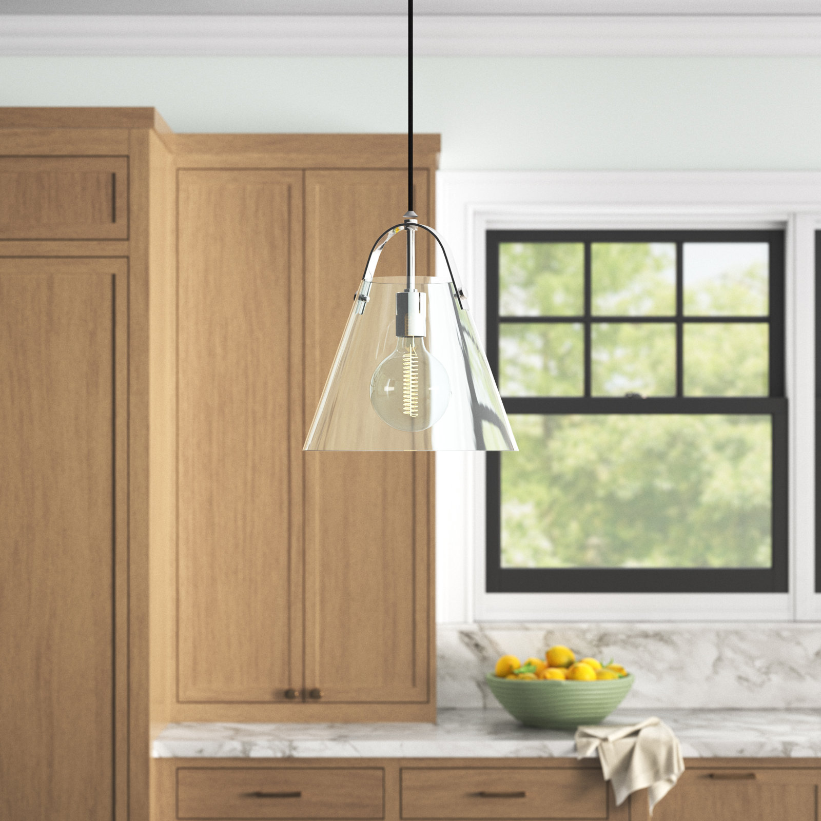 Peonie Single Light Cone Pendant, 13.75" H x 12.75" W x 12.75" D, Polished Nickel