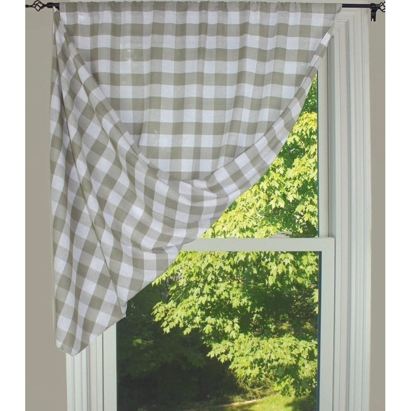 Rideau occultant en coton Abruscato, Noir / blanc, 40 po x 45 po